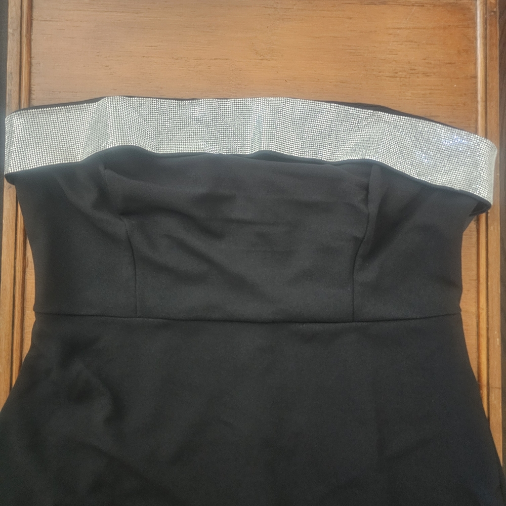 Lulu's Black Rhinestone Strapless Mini Dress - Picture 4 of 9